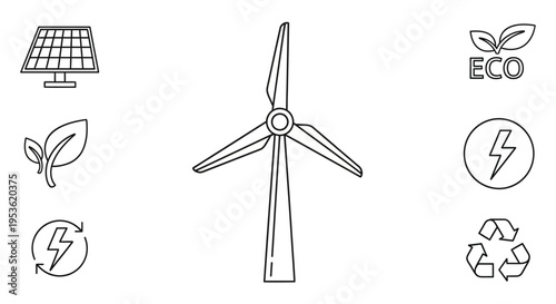 Wind Turbine Renewable Energy Icon.