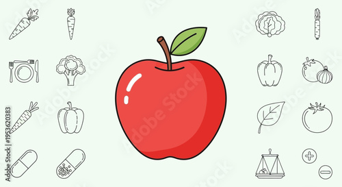 Red Apple Fruit Healthy Nutrition Food.