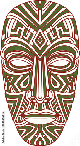 Tribal Mask with Intricate Geometric Patterns.