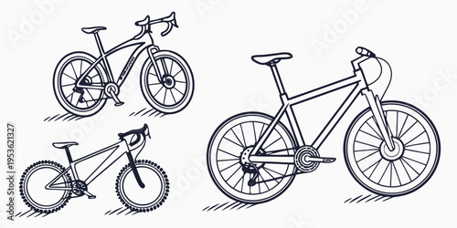 Three different types of bicycles