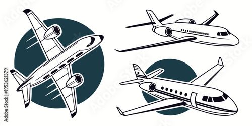 Three airplanes in different angles