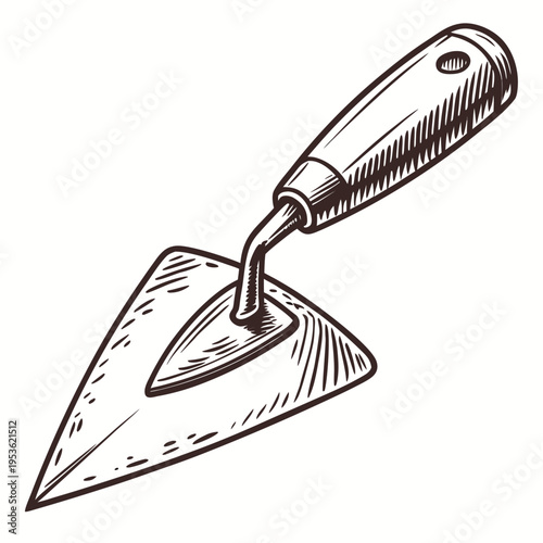 A trowel with a wooden handle