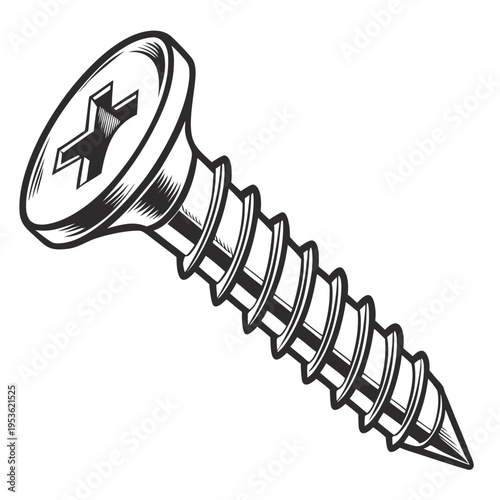 A large metal screw with a cross on top