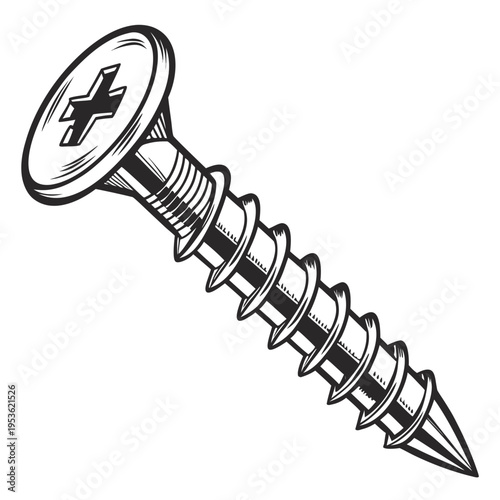 A large metal screw with a cross on top