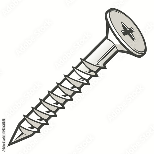 A large metal screw with a cross on top