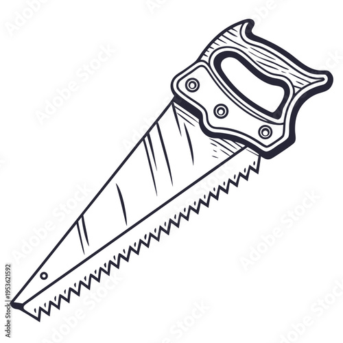 A hand saw with a wooden handle