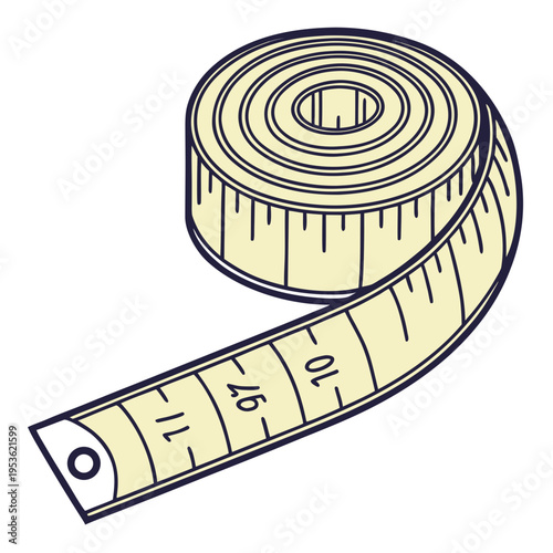 A roll of measuring tape on a white background