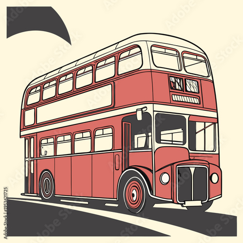 A red double decker bus driving down the road