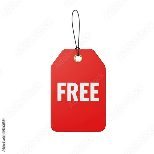 A red tag with the word free on it