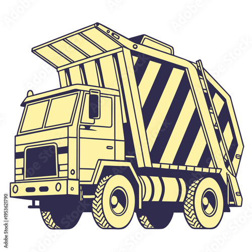 A large dump truck with its bed tilted up