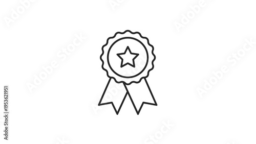 Simple Line Drawing of a Certificate Badge.