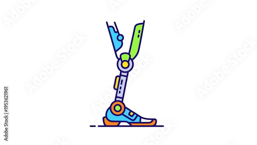 Colorful Prosthetic Leg Illustration Design Concept.