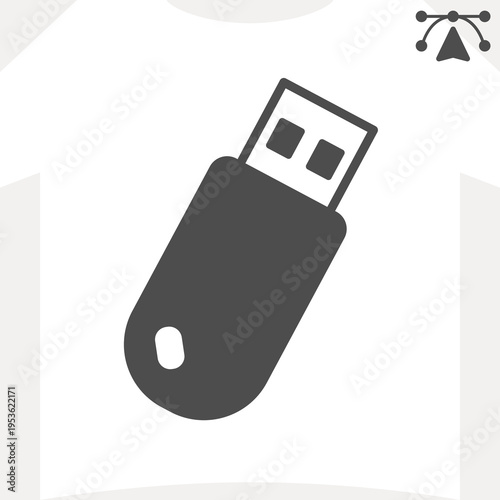 Flash drive for storing files solid icon, transferring data concept. Vector graphics. Memory stick sign and editable stroke, glyph style icon for mobile or web design.