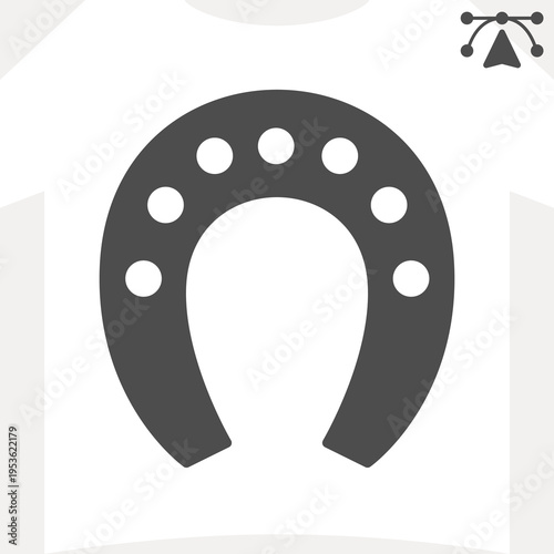 Horseshoe for good luck solid icon, souvenir concept. Vector graphics. Curved bar sign and editable stroke, glyph style icon for mobile or web design.