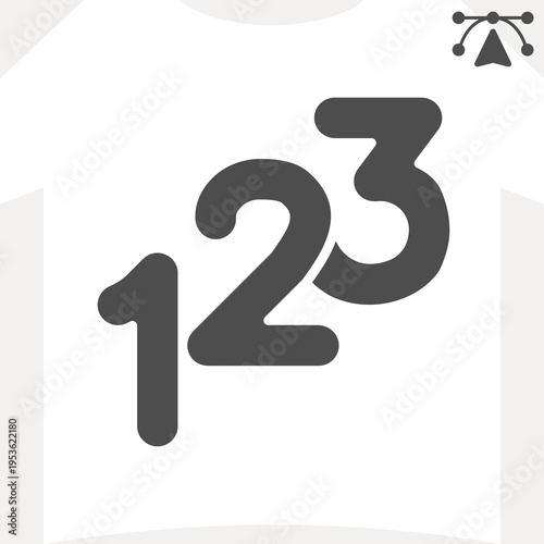 Numbers one two three solid icon, business souvenir concept. Vector graphics. Digits sign and editable stroke, glyph style icon for mobile or web design.