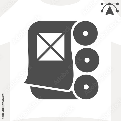 Rolls of photo wallpaper solid icon, business concept. Vector graphics. Polygraphy banner paper sign and editable stroke, glyph style icon for mobile or web design.