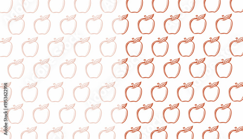 Apple Seamless Pattern Design. Hand Drawn Fruit Illustration Style. Repeating Red Apple Motif Background. Minimal Outline Organic Food Pattern. Decorative Fresh Fruit Wallpaper.