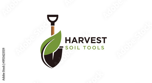 Shovel with leaf logo design.