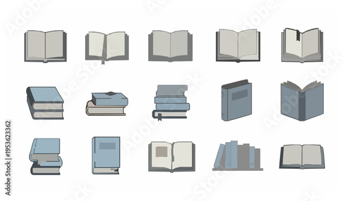 Book icon set vector illustration open and closed books