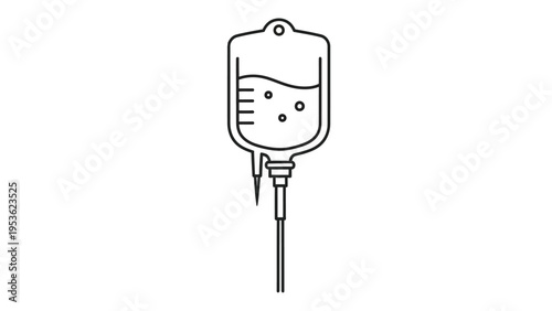 Medical IV Drip Bag Illustration.
