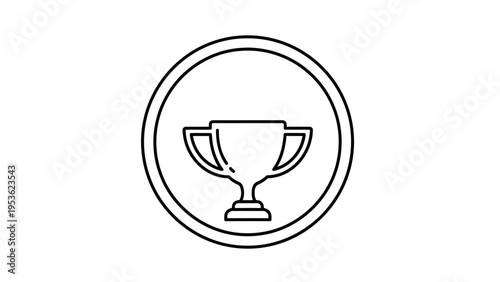 Simple Line Drawing of Trophy Icon.