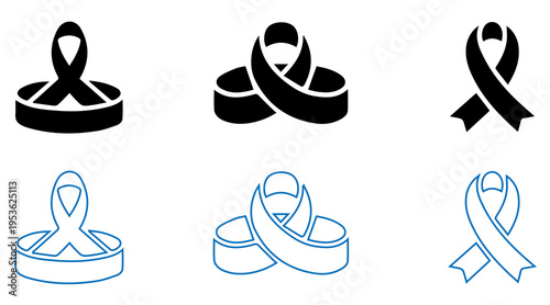 Rbbon icon set, Breast cancer awareness ribbons isolated on transparent background, Vector illustration