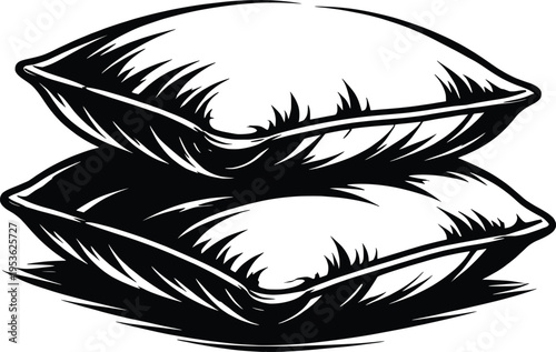 Stacked Pillows Illustration, Soft Cushion Bedding Vector Design.