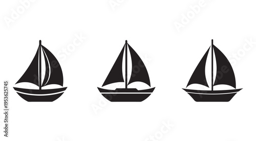 Set of sailboat silhouettes in different positions  sailing vessels  graphic resources