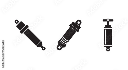 Shockabsorbersicons  setofthreedifferentshockabsorbersilhouettesforindustrialormechanicaluse