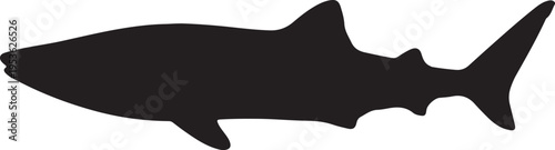 Whale Shark in silhouette on white background.