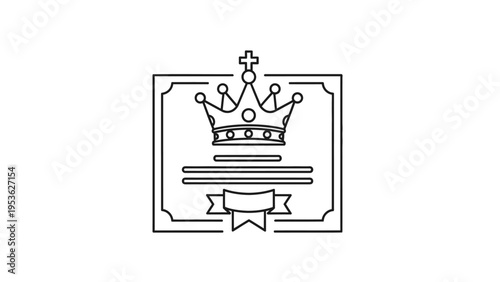 Crown Icon with Cross and Ribbon.