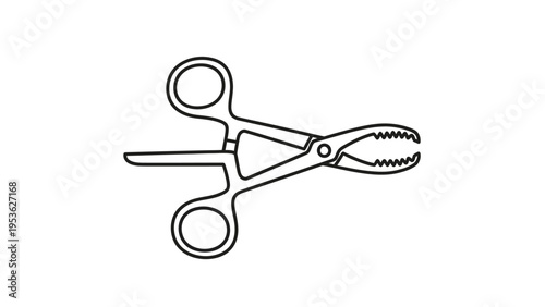 Black and White Surgical Scissors Illustration.