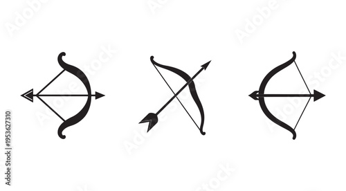Three different bow and arrow designs for hunting or sport  various types of bows and arrows
