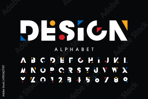 Modern creative minimal abstract digital colorful alphabet font design template set. Minimal Fashionable technology typography, Creative urban sport fashion futuristic font design. vector illustration