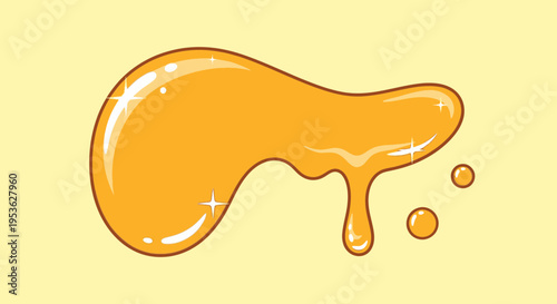 Honey drop golden liquid flow.