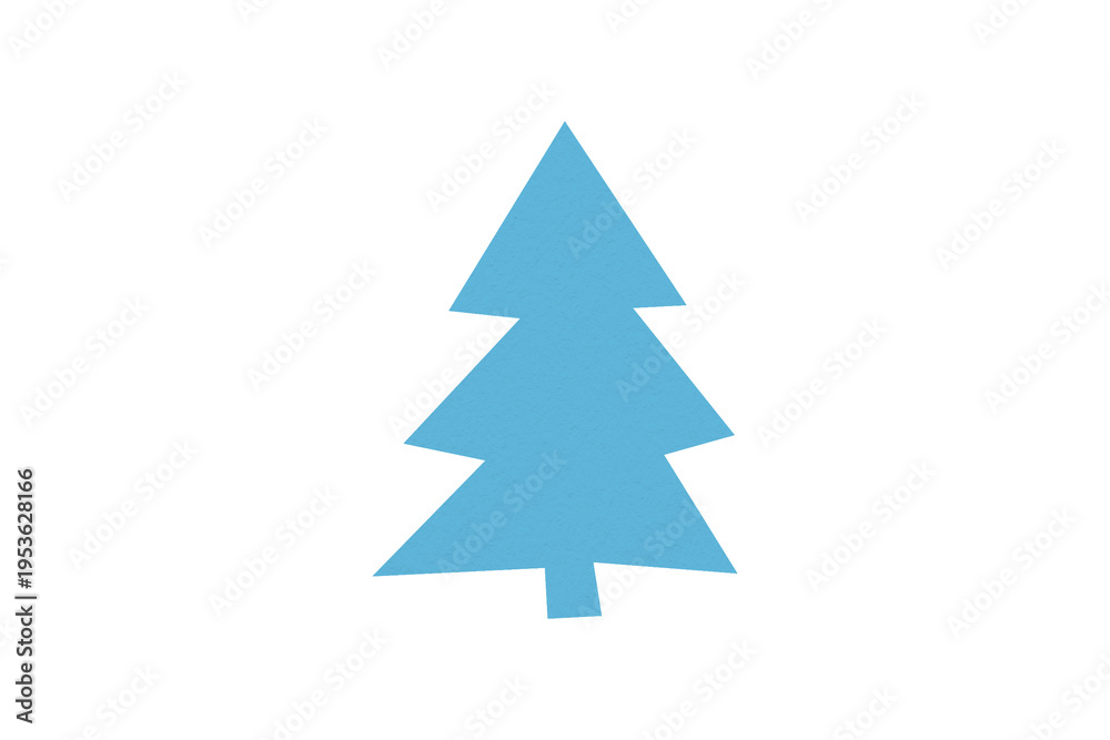 Obraz premium A cute light blue Christmas tree made of paper is placed on a transparent background.