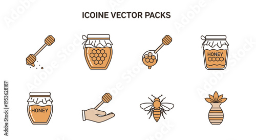 Vector honey bee icons pack.