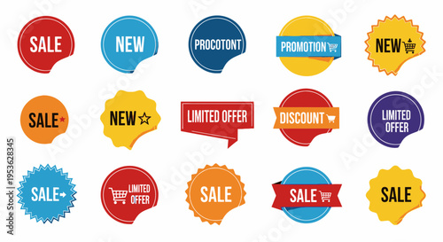 Colorful sale promotion stickers set.
