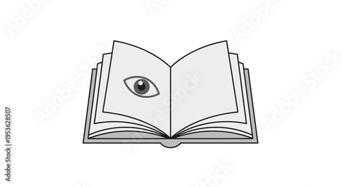 Open book with an eye inside.