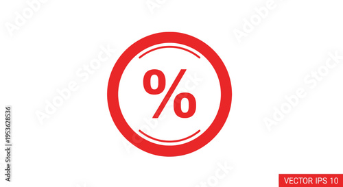 Red percent sign in circle symbol.