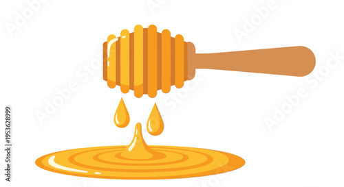 Honey dripping from honey dipper stick 1.