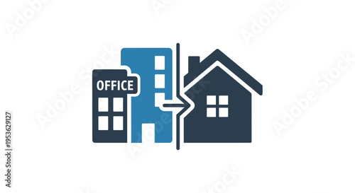 Office Building and Residential House Icons.