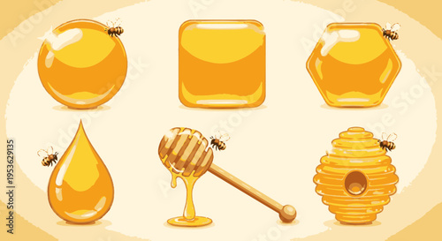 Honeycomb and honey dipper tools.