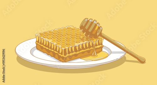 Honeycomb on a white plate 1.