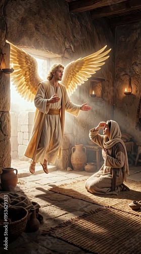 Angel Gabriel Appearing to Mary in Divine Light