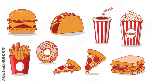 Variety of Fast Food Items Displayed.