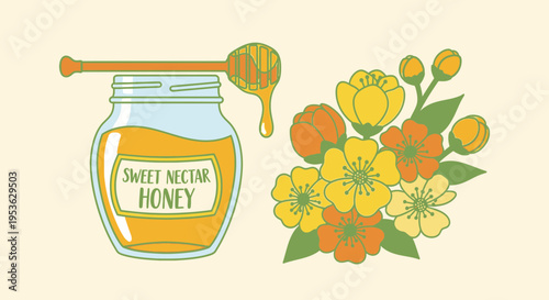 Sweet neem honey in a jar.