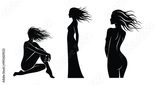 Elegant Female Silhouettes in Dynamic Poses.