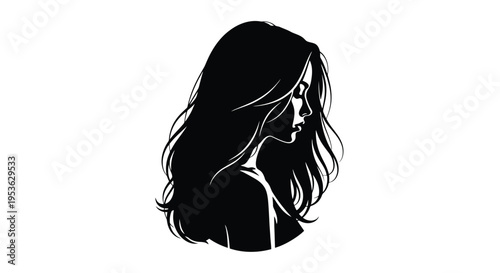 Silhouette of a Woman with Flowing Hair.