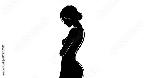 Elegant Silhouette of a Woman in Profile.